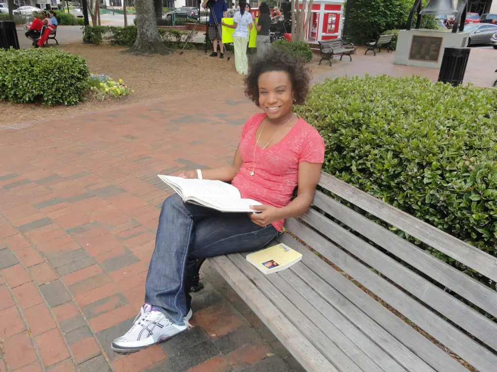 Sarah participating in a Cobb County library read-in in 2011